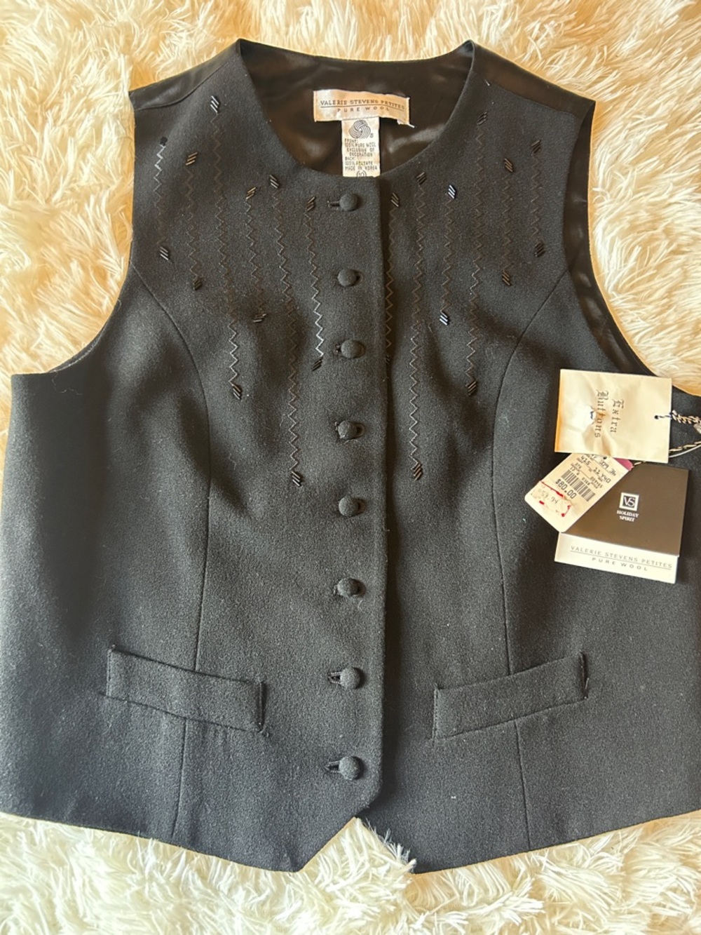 Valerie Stevens Black Embroidered Sleeveless Vest